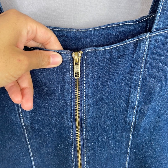 MINKPINK Women Denim Jean Bodycon Dress in Dark Wash Size Medium - Picture 6 of 10